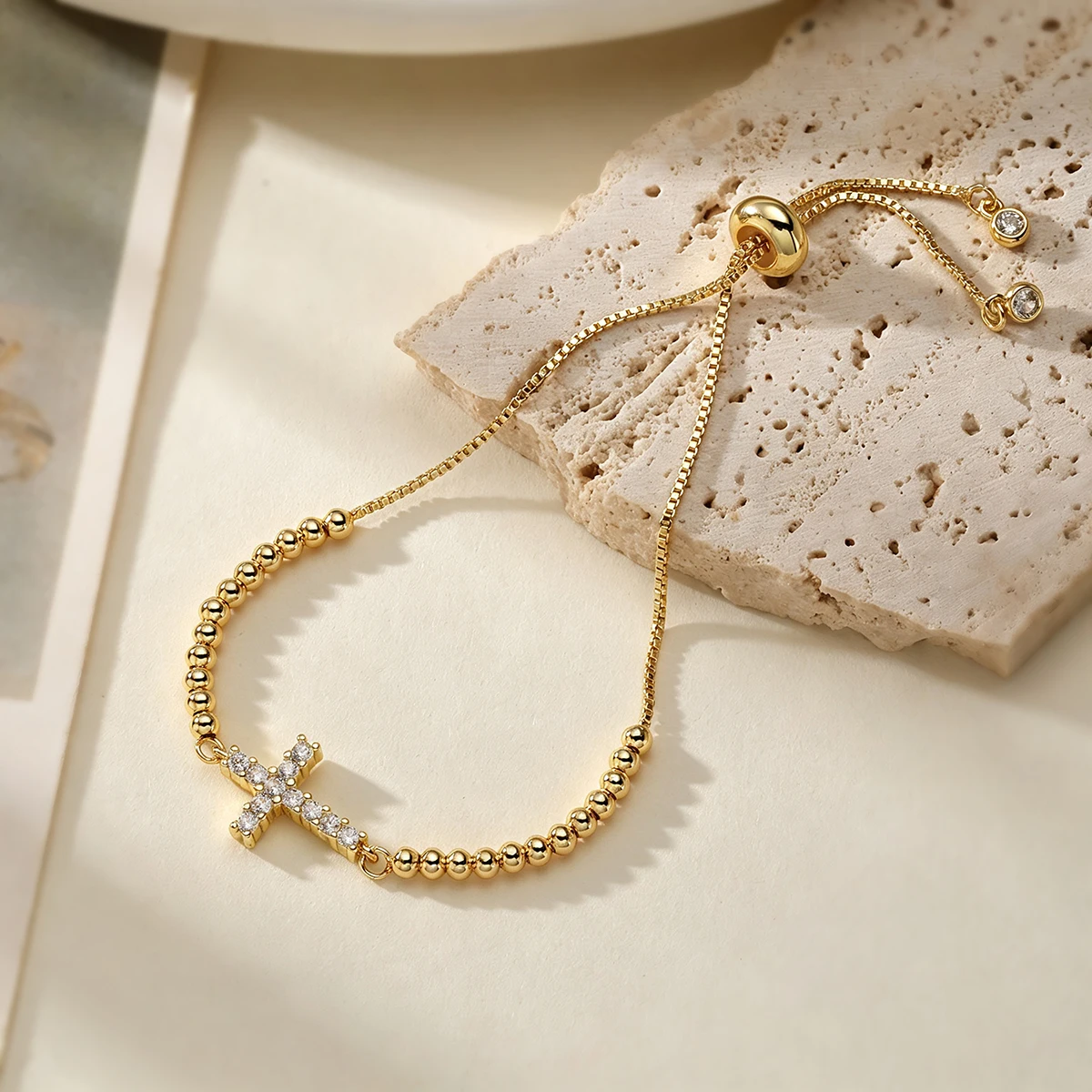 NEWBUY 2027 New Arrival 6 Style Beads Chain Virgin Mary Cross Charm Bracelets For Women CZ Zircon Jewelry Gift