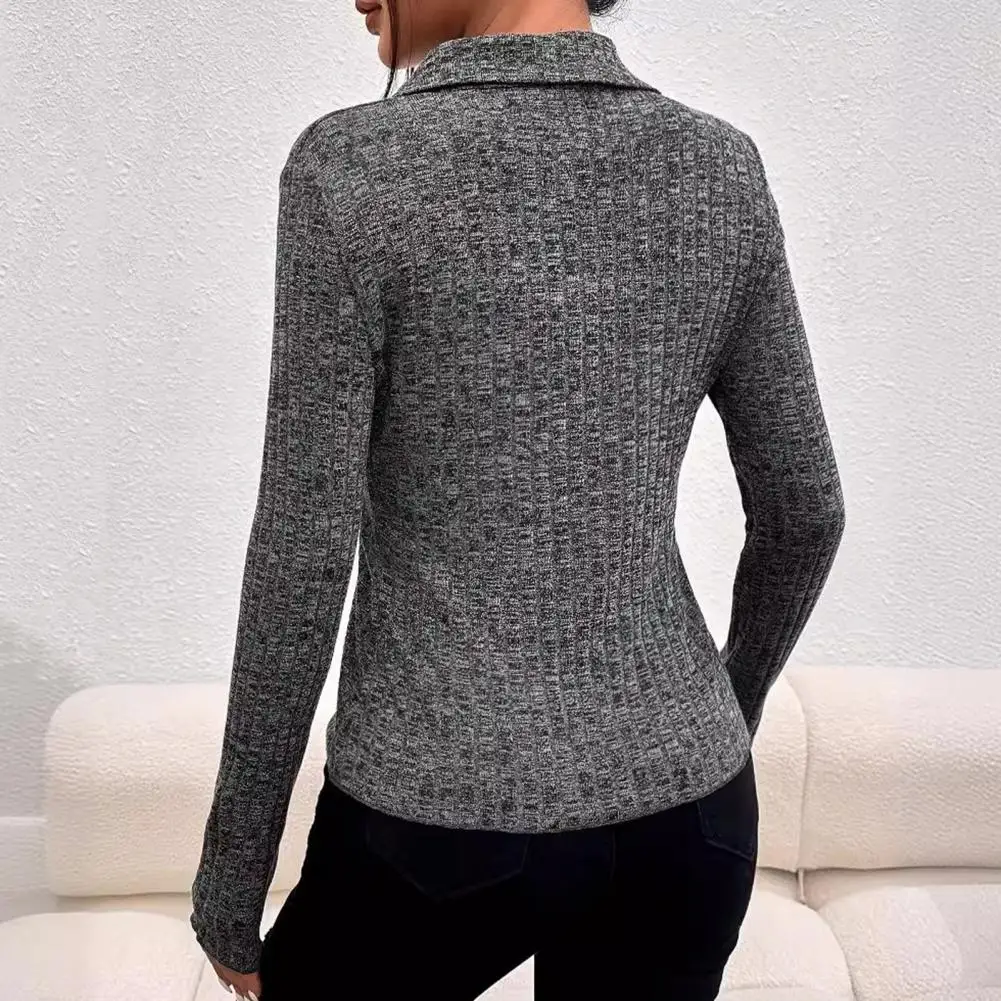 Soft Stretchy Cardigan Knitting Coat Elegant Lapel Knitwear Coat for Women Stylish Slim Fit Cardigan Outwear with Long Sleeves