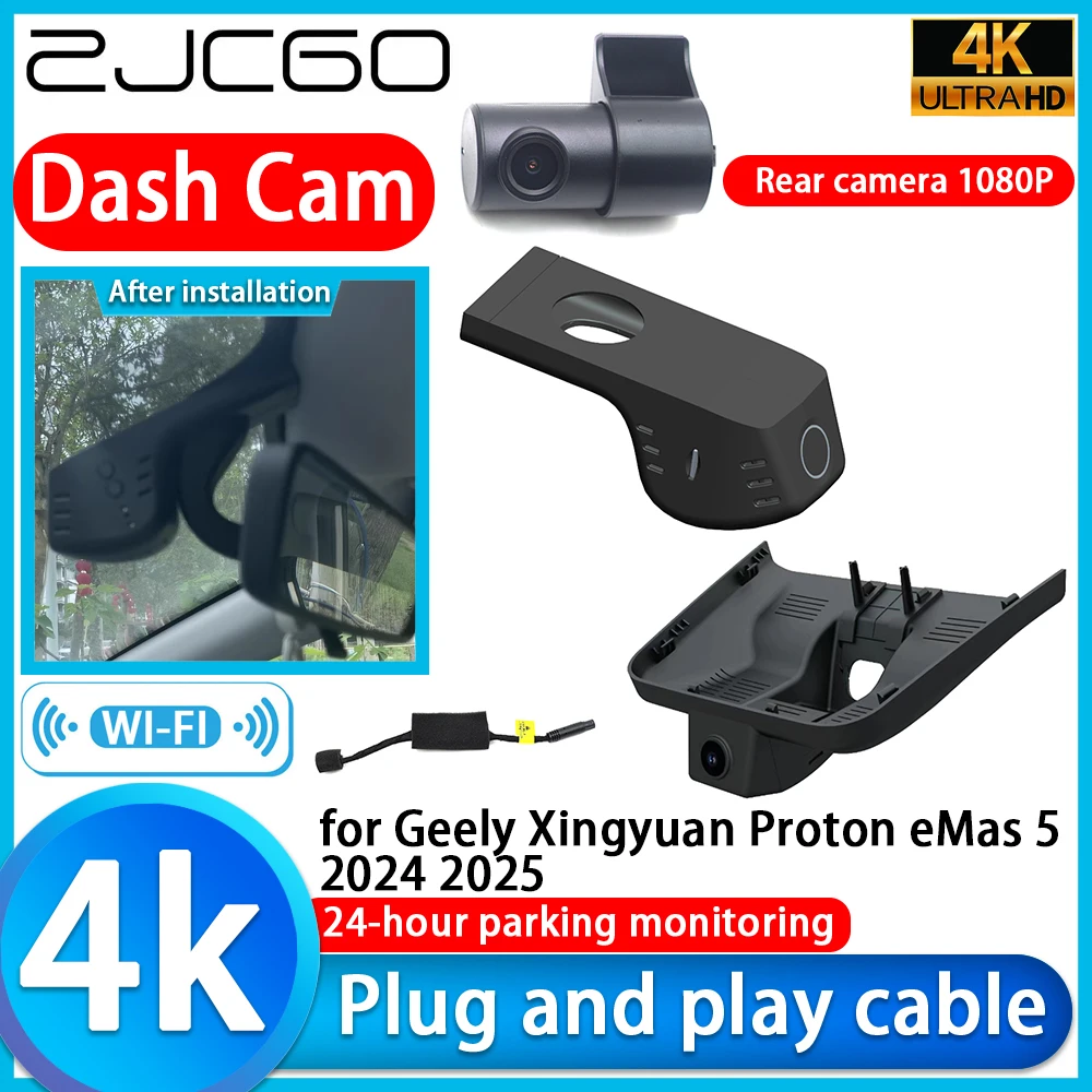 ZJCGO for Geely Xingyuan Proton eMas 5 2024 2025 4K DVR Dash Cam Car Camera 2160P Lens 24h Monitor Video Recorder Recording
