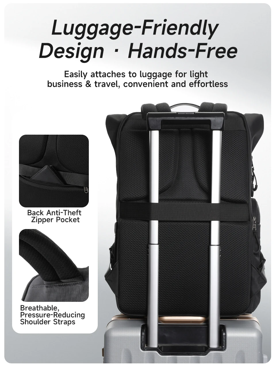 Tigernu Reiserucksack für Herren, TPU, wasserdicht, Rucksack für Herren, erweiterbar, Herrenrucksack, Business-Taschen, Schulrucksack – Detail 10