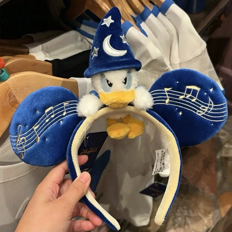 Disney Sorcerer Donald Duck Headband Blue Velvet Music Note Mickey Ears Hair Hoop Hong Kong Disneyland Exclusive Hair Accessory view 3