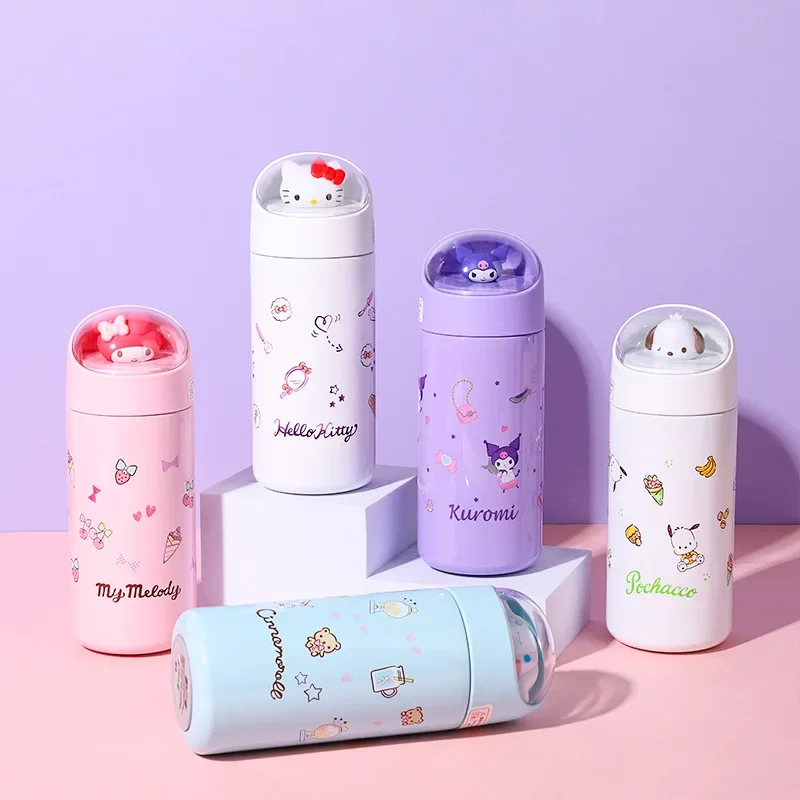 350ML Mini Hellokitty Kuromi Thermos Water Bottle Portable 316 Stainless Steel Kawaii Insulated Cup Mug Office Vacuum Flasks