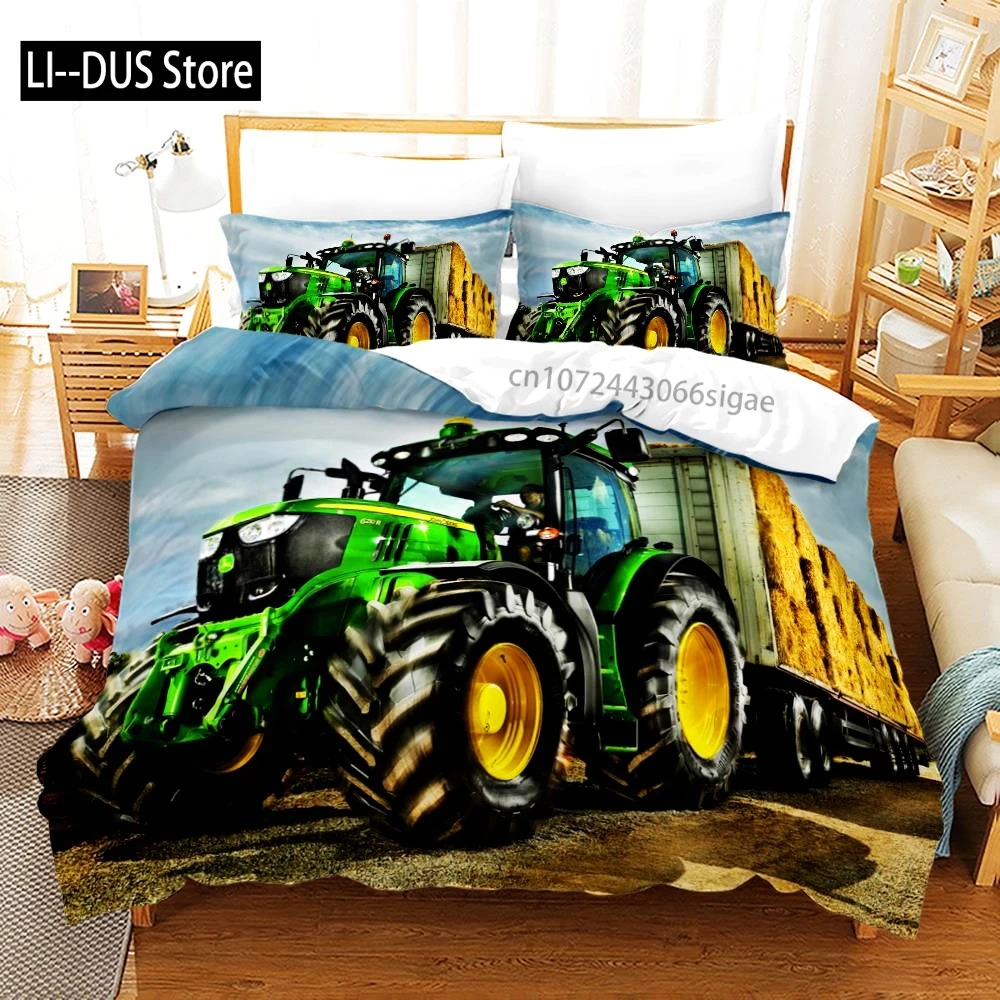 Tractor Bedding Set Bedspread Single Twin Full Queen King Size Sports Bed Set Aldult Bedroom Duvetcover 2 Kids ropa de cama