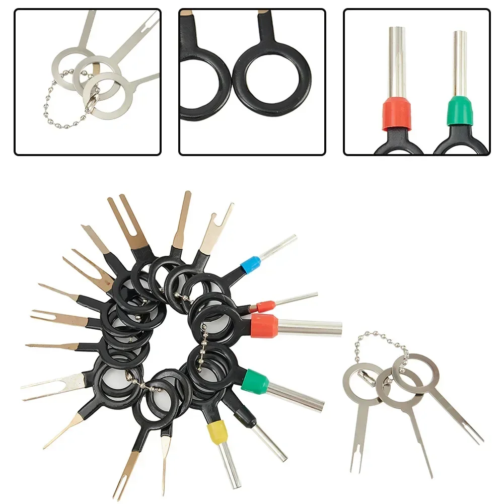 21pcs/Set Terminal Removal Tool Kit Terminal Pin Extractor Wire Connector Pin Release Key Extractor Puller Car Disassembly Tools