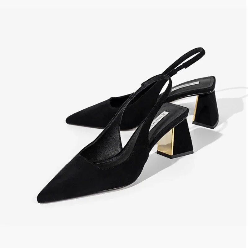 Sandals Women Summer New Fashion Women's Sandals 2024 Pointed Pumps Women Shoes Office Dress Shoes Sexy Square Heel High Heels image 2