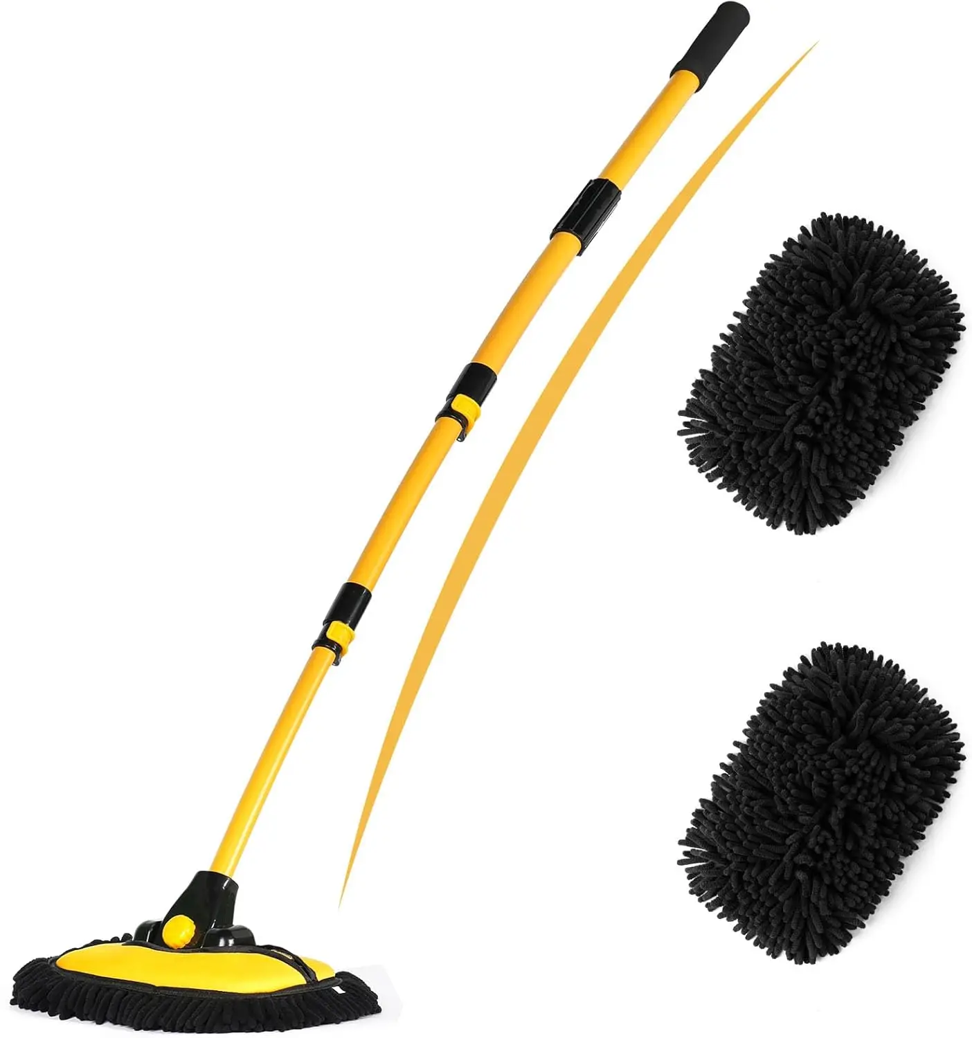 

56.7" Car Wash Brush Mop Kit with Long Handle, Microfiber Sponge Mitt for RV and Exterior Cleaning, Scratch-Free Tools