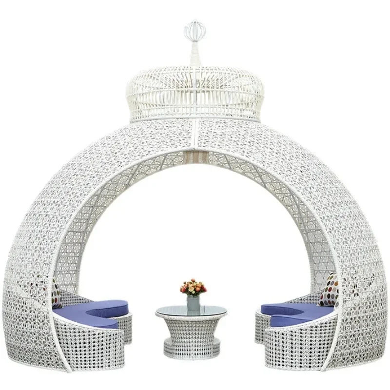 sofa bed, leisure beach pool lounger, seaside scenic rattan lounger