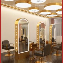 Internet celebrity barber shop mirror table floor-to-ceiling hairdressing mirror stainless steel