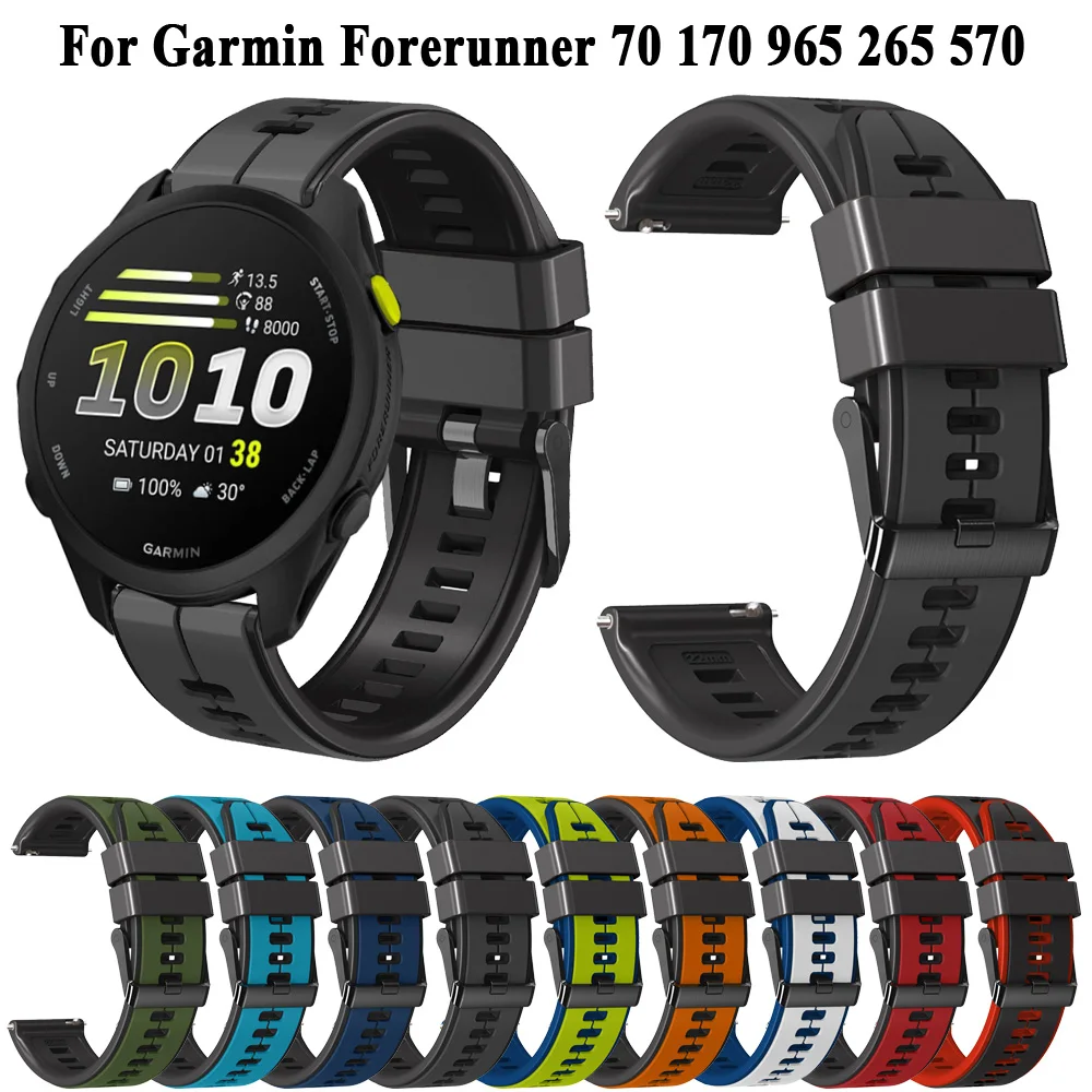Ремешки для умных часов 20-22 мм для Garmin Forerunner 70, 170, 965, 265, 570, силиконовый браслет для Garmin Venu 4, 3, 2