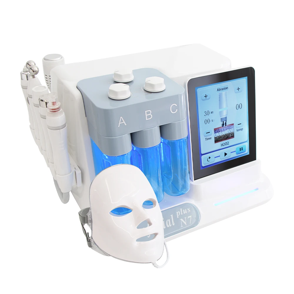 AOKO-Machine d'Hydro-miles Faciale 7 en 1, Bulles Chaudes, Rétrécissement des Pores, Soins de la Peau, Nettoyage en Profondeur, Lifting