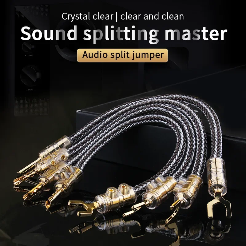 

Audio Split Jumper Cable OCC OFC Sterling Silver audio speaker cable HiFi Main Speaker Amplifier Cable Gold Plated Audio Speaker