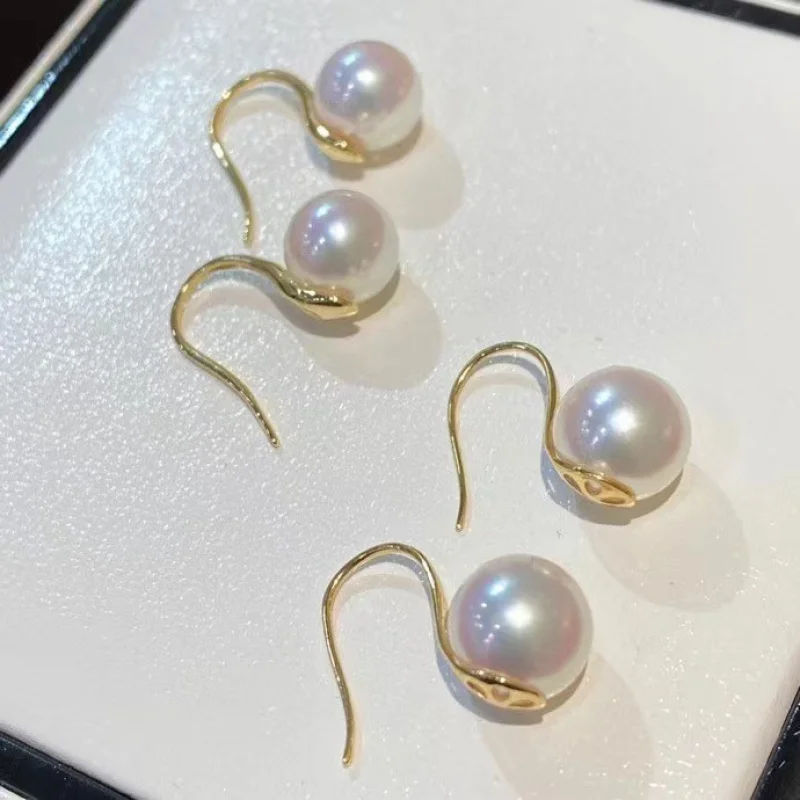 Natural Pearl Earrings Women's S925 Sterling Silver Simple Classic -Grade Highlight High Heels Ear Hook