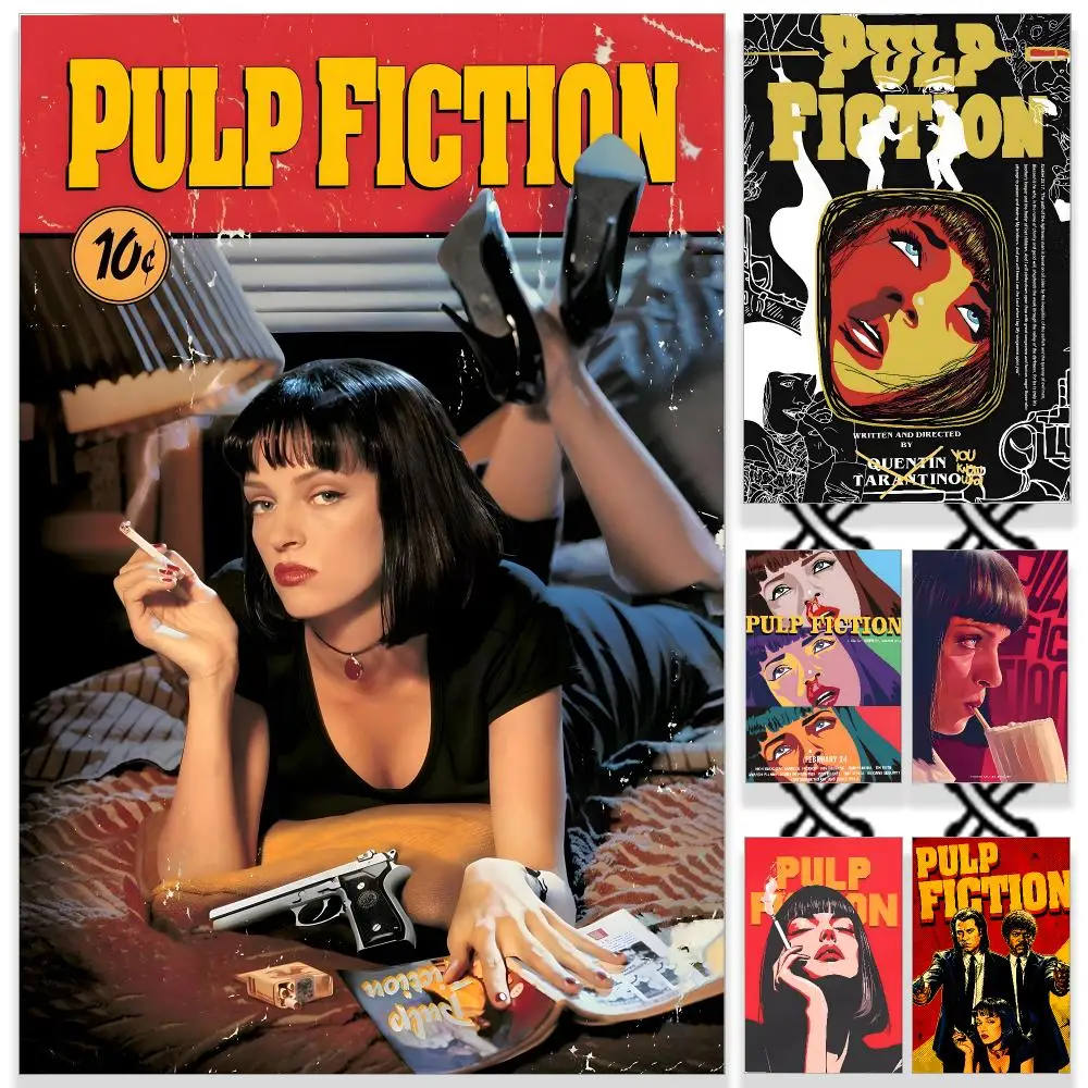Póster de la película P-Pulp Fiction, póster artístico de pared removible, autoadhesivo, impermeable, de PP, para dormitorio, cafetería, gimnasio, decoración del hogar, regalo
