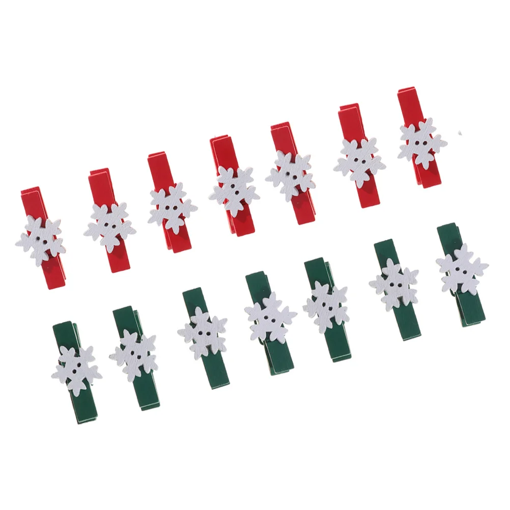 

100Pcs Colorful Wooden Clips Snowflake Photo Picture Holder for DIY Decor Christmas Tree Embellishment Christmas Woooden Clips