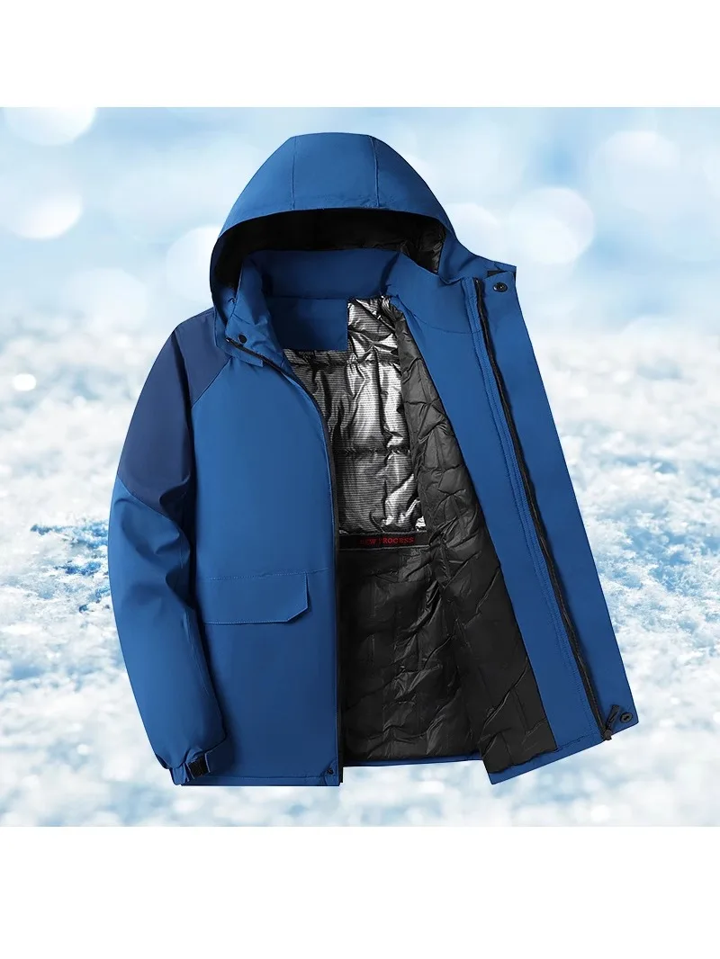 

Мужская зимняя утепленная куртка из хлопка и полиэстера, ветрозащитная, теплая, рабочая, со съемным капюшоном, приталенного кроя, повседневная