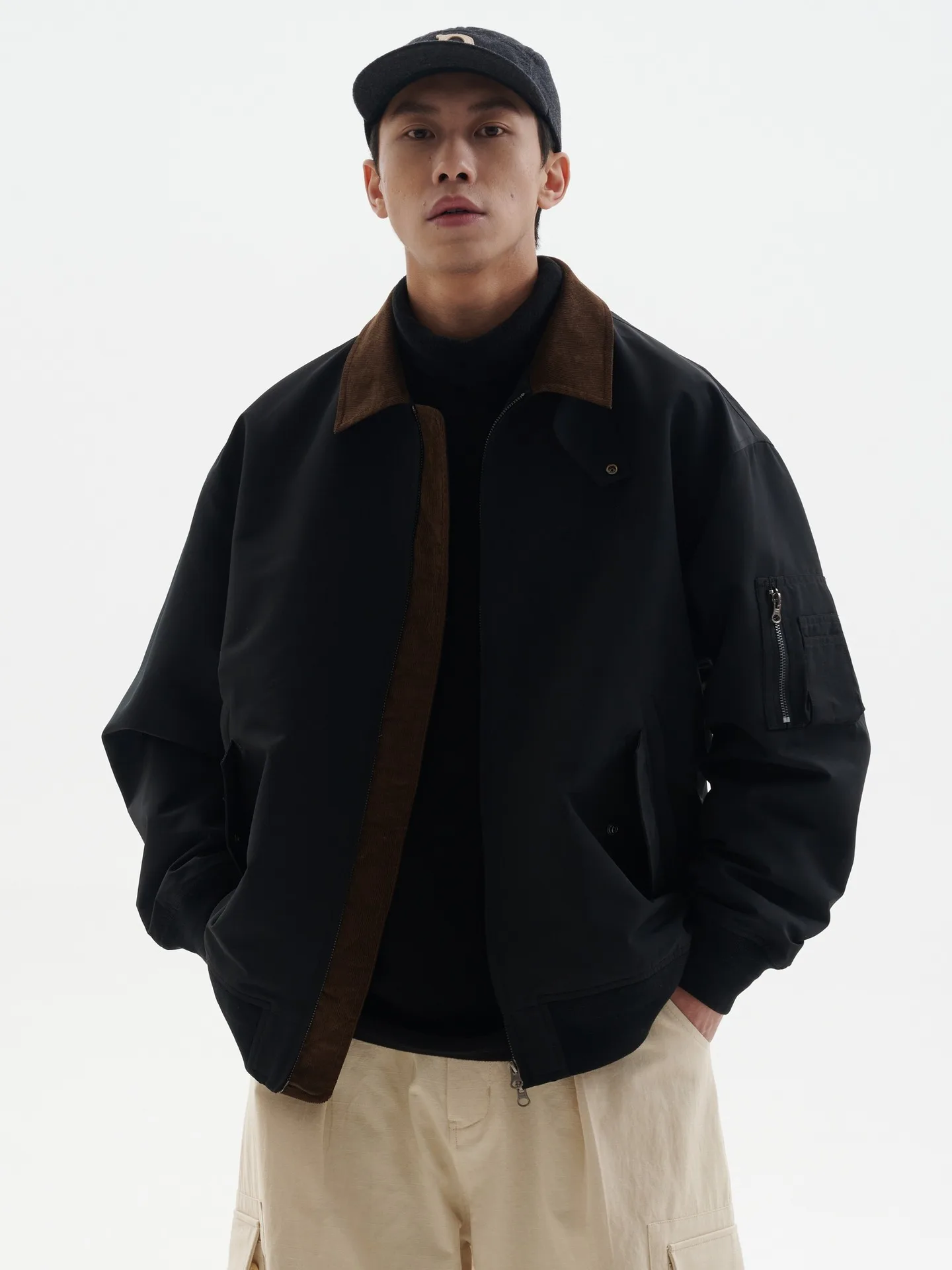 

New Men's Jacket Corduroy Lapel Jacket Men's Trendy Jacket Middle-aged and Elderly Jacket Men's Autumn Jacket Military Clothing