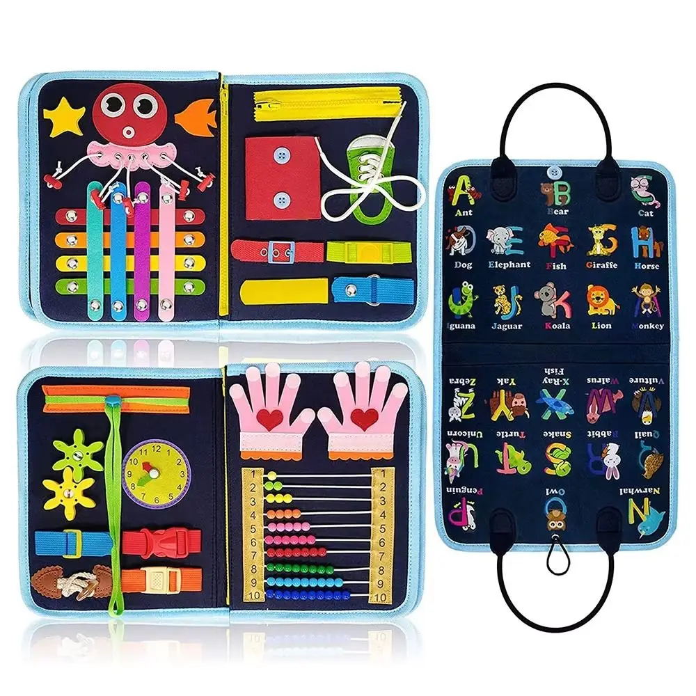 Creative Cute Felt Busy Board Life Skills Cartoon 3D Quiet Activity Book DIY Portable Toddlers Montessori Toys Children Gift
