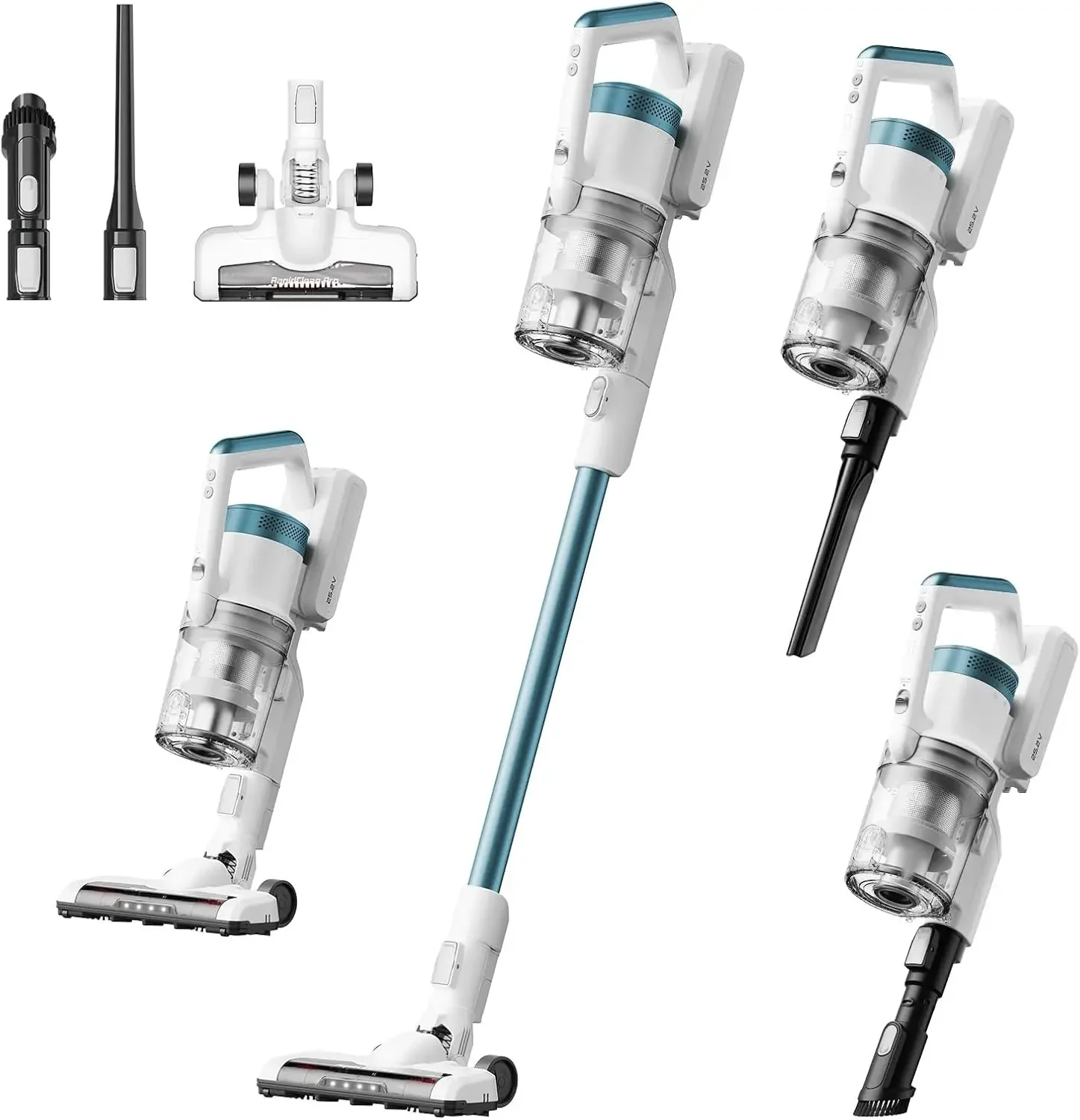 Pro Cordless Cleaner for Hard Floors Lightweight Stick Vacuum LED Headlights, Convenient Stick and Handheld Vac, Blue, NEC280TL