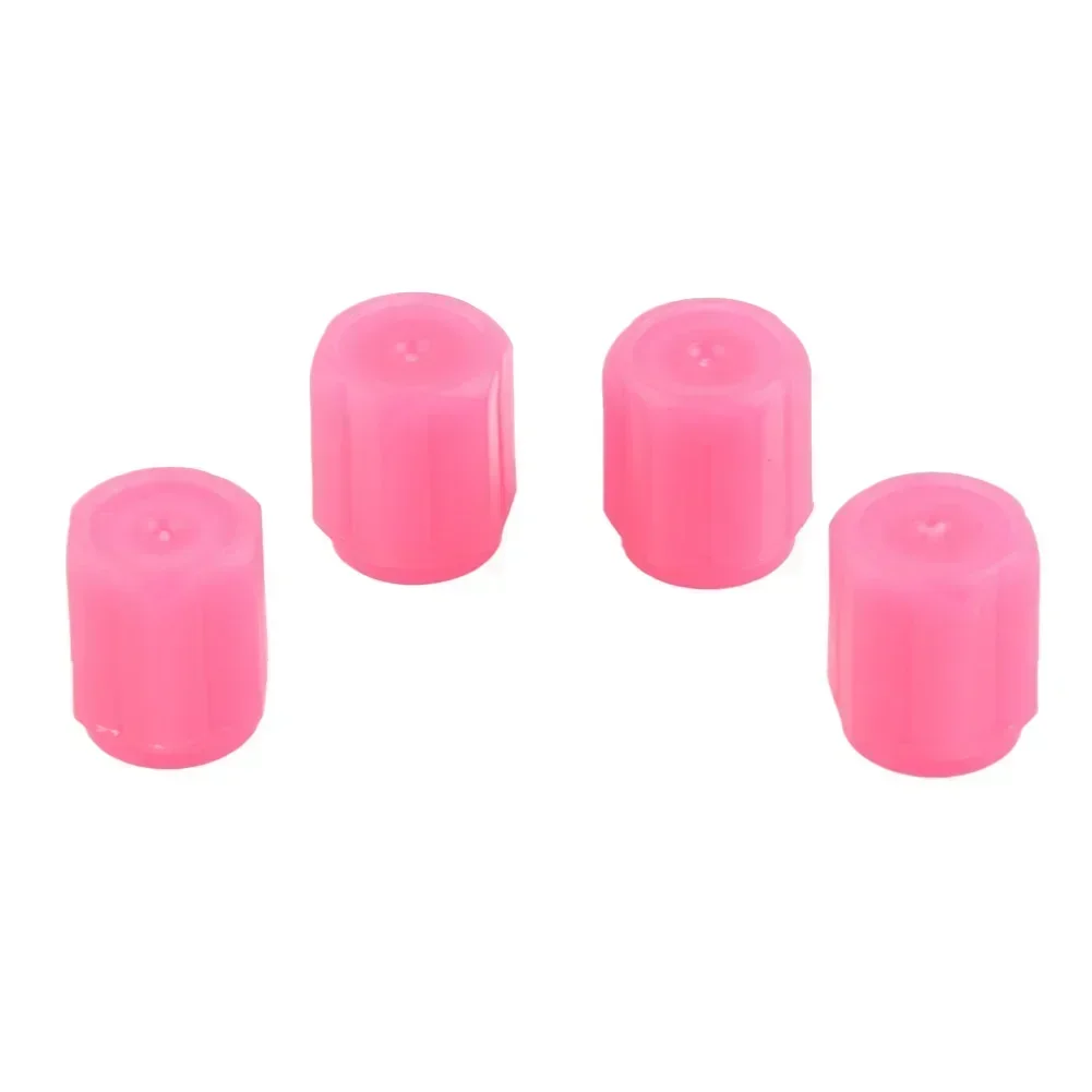 4Pcs Luminous Valve Cap Universal Glowing Dark Fluorescent Car Motorcycle Bicycle Wheel Styling Tire Valve Cover Pink Car Decor