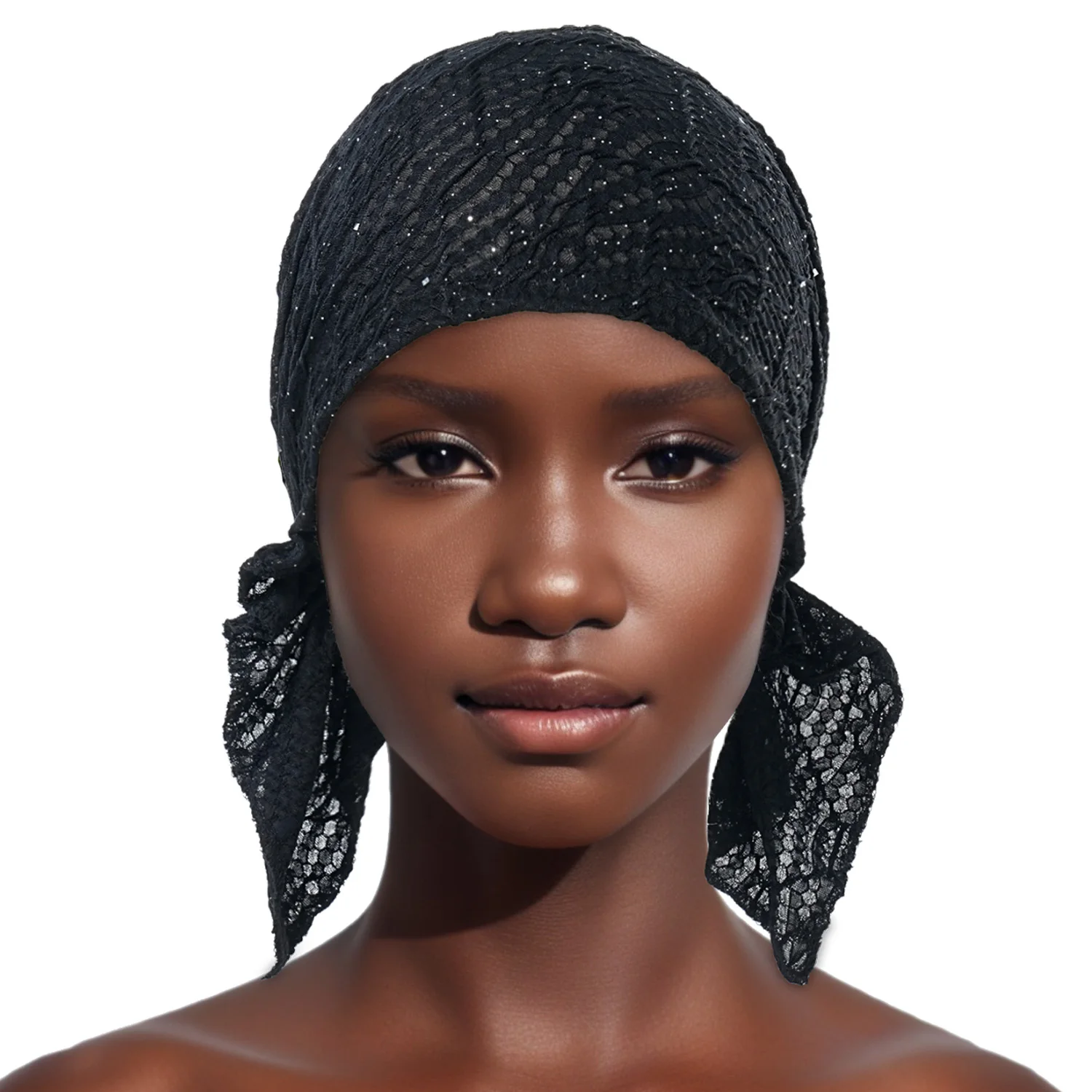 New Women Muslim Sleeping Cap Sparkling Glitter Elasticity Headscarf Beanies Caps India Turban Beanies Headwear Hair Accessories