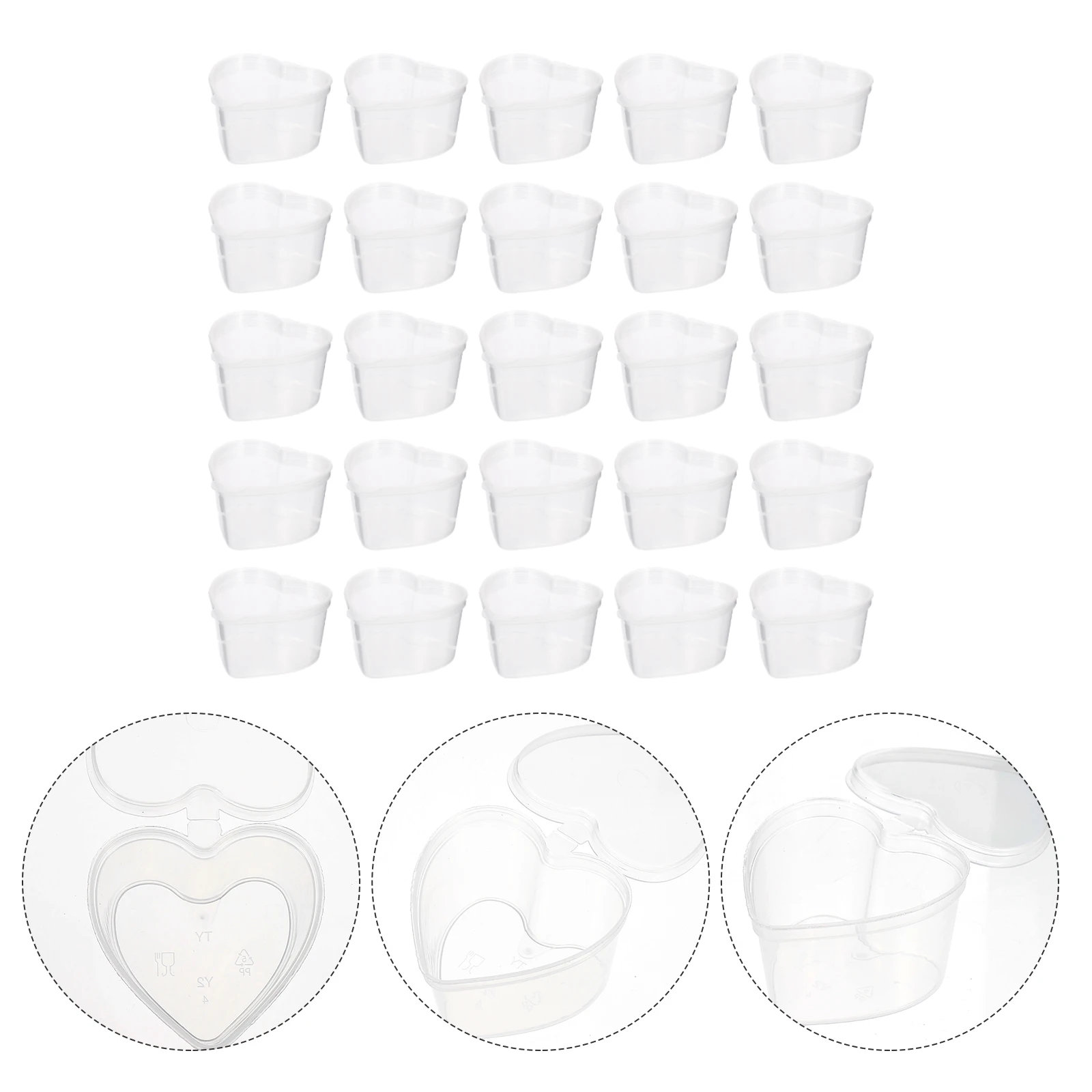 

50 pcs 50Ml Pp Plastic Transparent Heart Shaped Spice Storage Leak Proof Container Microwavable Heat Resistant
