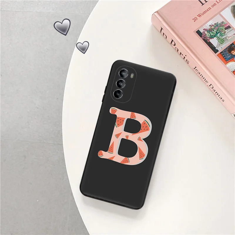 Soft Silicone Phone Case For Moto Edge 30 40 20 G9 G73 G53 G72 G52 G32 G22 G71 G60 G51 M-R Colorful Initial Fruit Letters Cover image 2