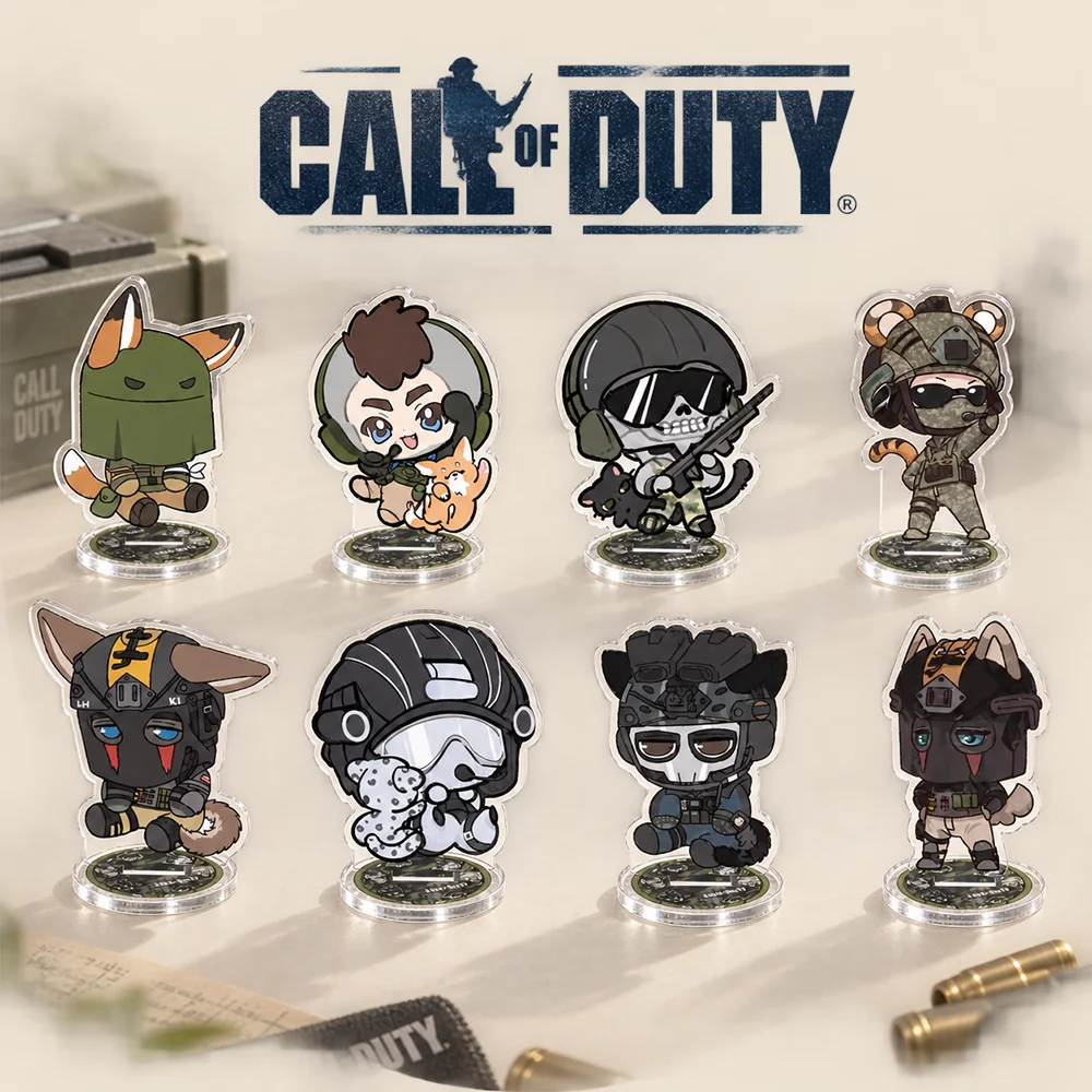 Call of Duty 10cm Chibi Furry Animal Ear Acrylic Stand Figures Keychain Game Desktop Tabletop Ornament Gamers Collectible Gift