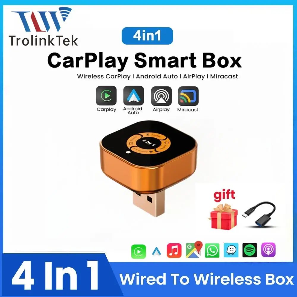 NEW 4/2in1 Dongle Wireless Android Auto Adapter Wireless CarPlay AI Smart Box Car Intelligent Systems For Car With Wired CarPlay