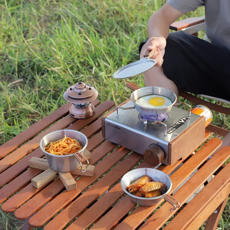 Outdoor camping picnic stainless steel snow bowl tableware storage bag plate picnic bowl lunch box plate camping cookware