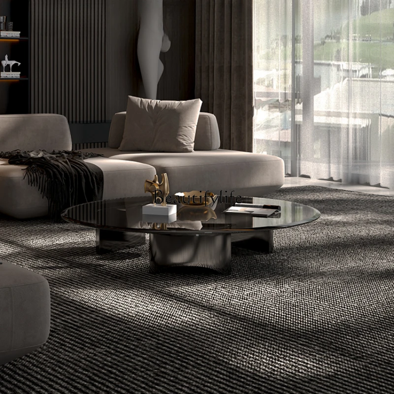 

13round Suspension Coffee Table Tempered Glass Panel Italian Light Luxury Small Apartment