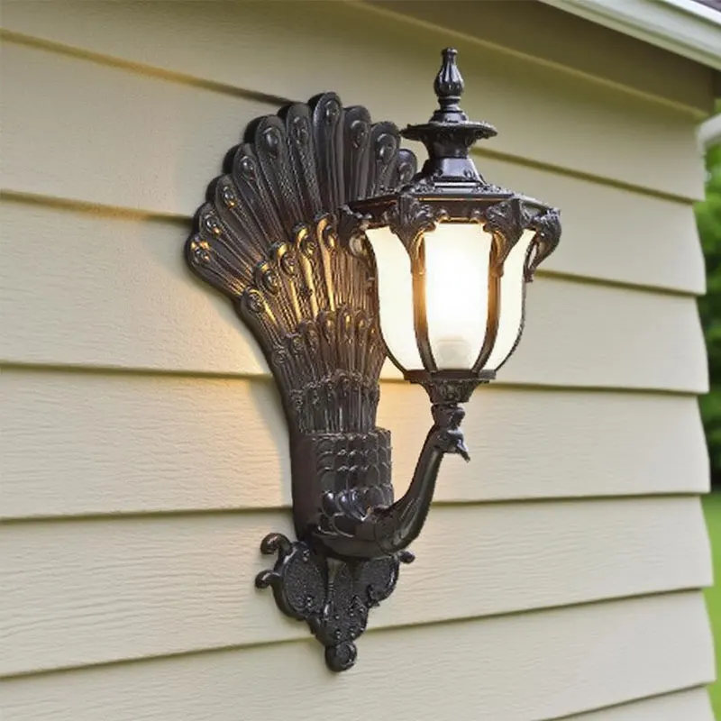 الأوروبية الرجعية حديقة فيلا مدخل شرفة الممر شرفة مصباح الجدار مقاوم للماء #3