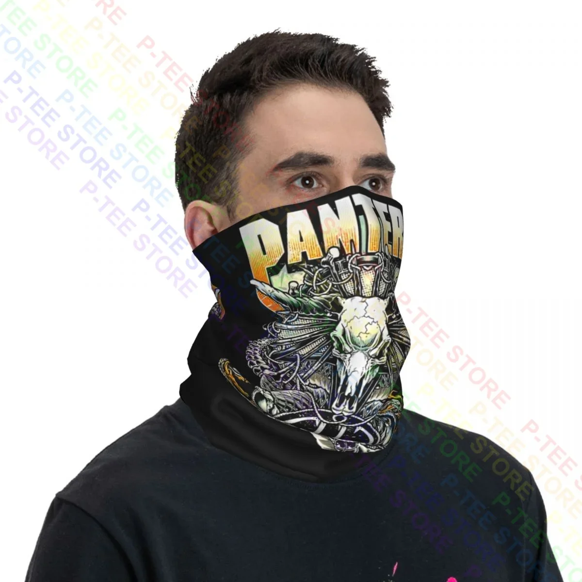 Pantera Fanart Tribute To Dimebag Darrel Phil Anselmo Vinnie Paul Rex Brown Neck Gaiter Bandana Scarf Face Mask Unisex