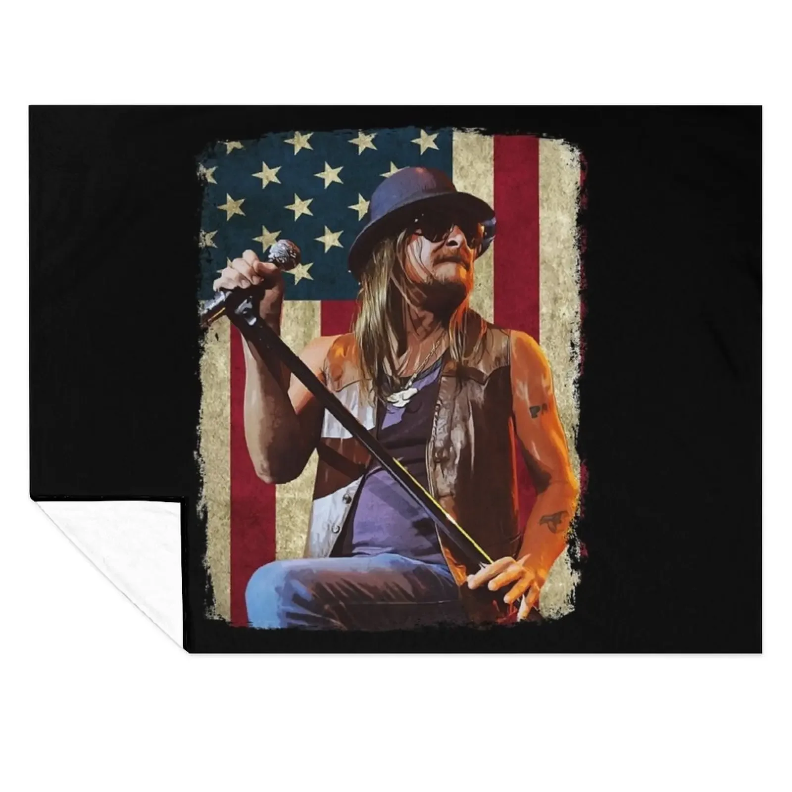 

Vintage American Flag Kid Rock Legend Throw Blanket For Sofa Thin Decoratives decorative Hair Blankets
