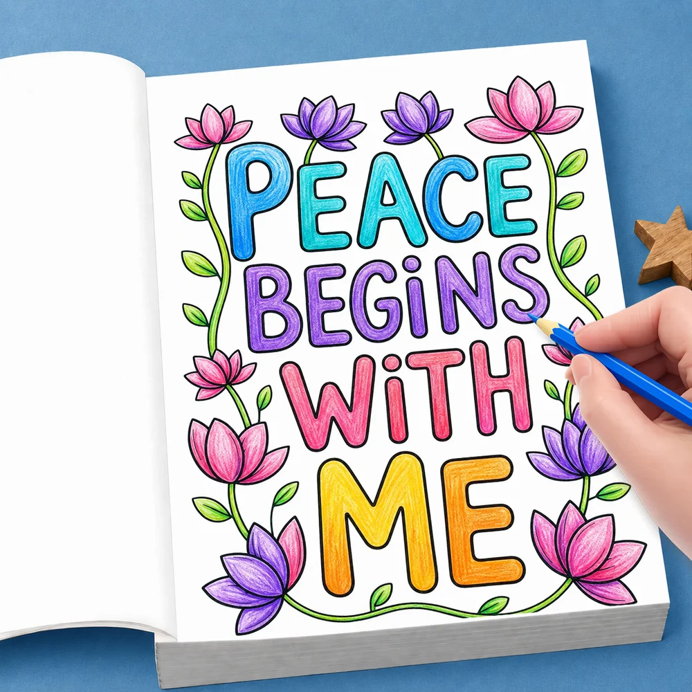 28‑Page Mental Health Adult Coloring Book, Positive Affirmation Colouring Workbook, Stress‑Relief Relaxing Drawing Book