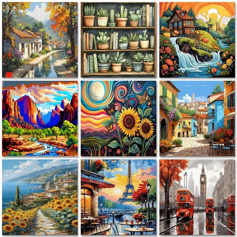 

SDOYUNO Paint By Number Tower Drawing On Canvas HandPainted Painting Art Gift DIY Pictures By Number Landscape Kits Home Decor