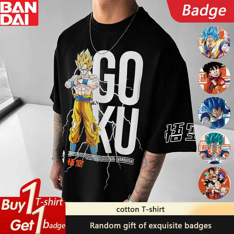 

Dragon Ball GOKU Vegeta Peripheral Printing Short Sleeve Japanese Anime Summer Comfort Men's and Women's Cotton T-Shirt ins