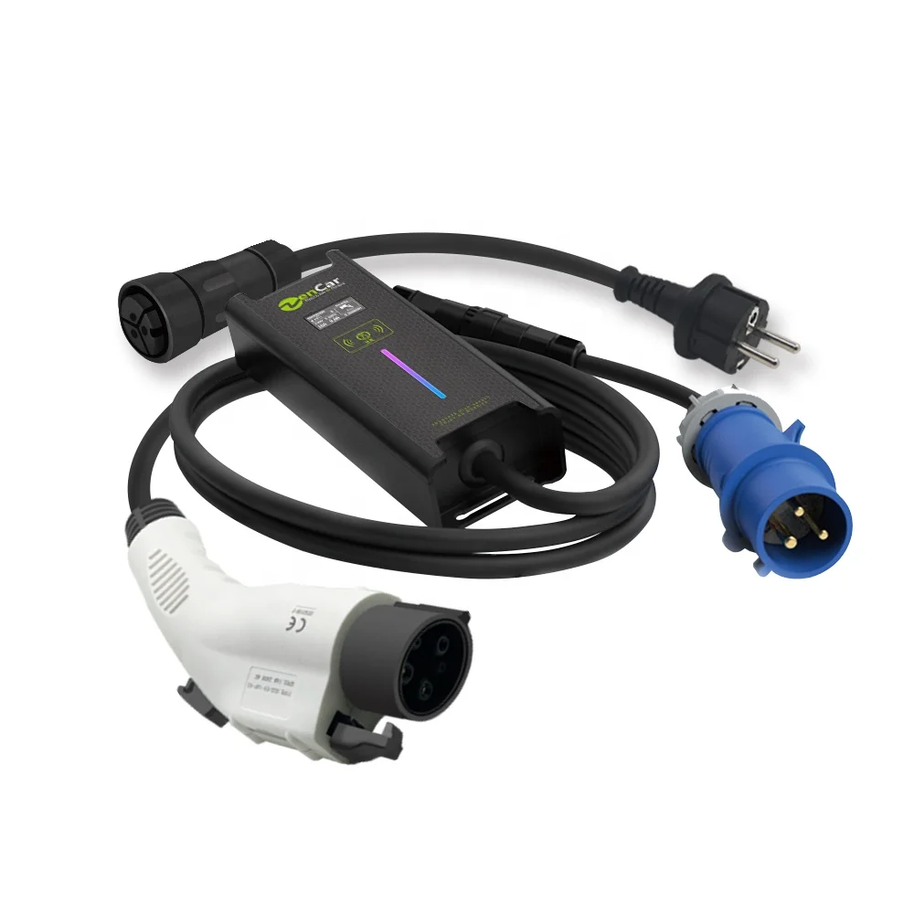 32A 230V 7.4KW ZENCAR J1772 Evse Charger With CEE And Schuko Adapters