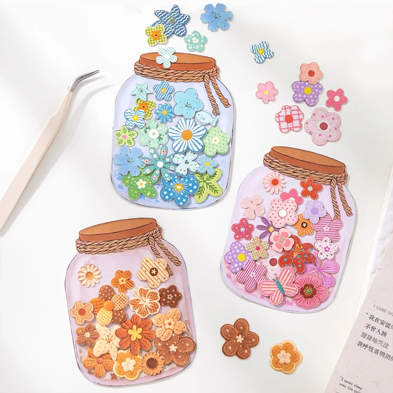Journal GO Mini Flower Hard Card Sticker Set 90 Sheets of Floral & Plaid Patterns for Journaling Scrapbooking and DIY Crafts