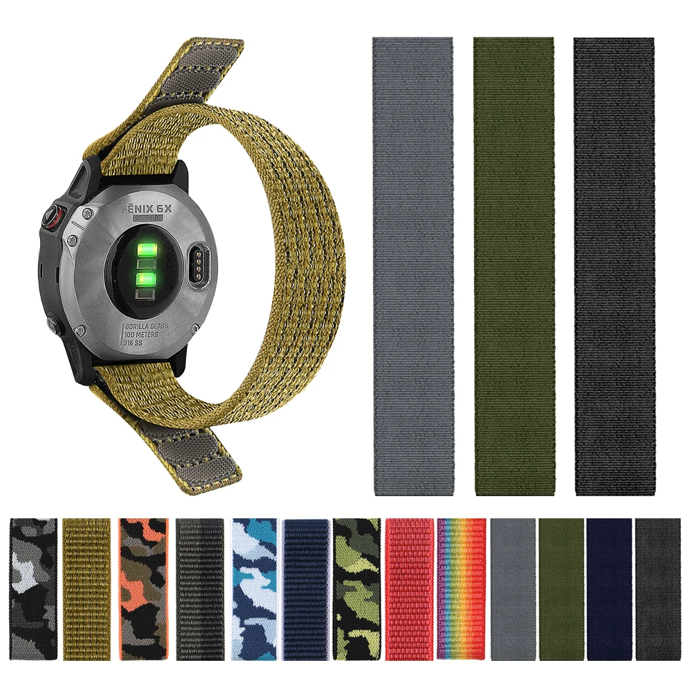 Nylon Loop Bracelet for Garmin Watch Forerunner 965 955 Band Approach S60 S62 S70 Strap Instinct 2 2X 22 26mm Braided Watchband