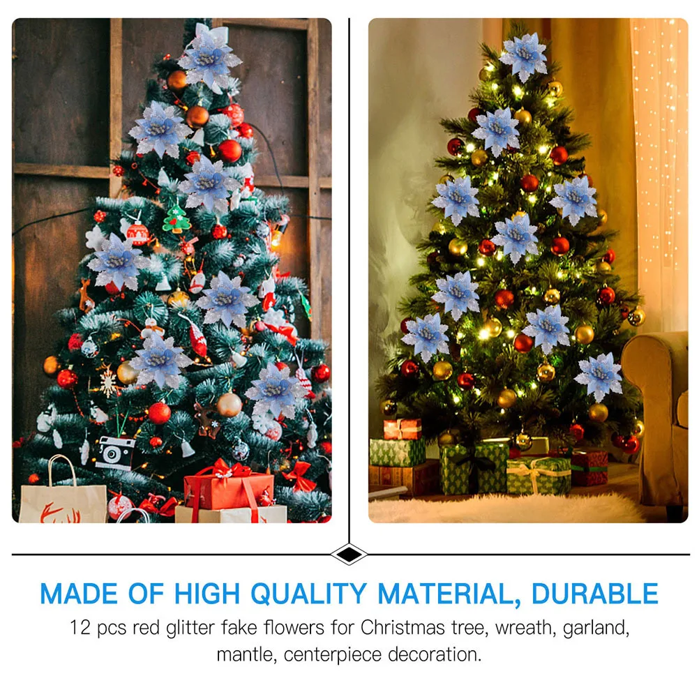 

6Pcs Christmas Flower Decor Premium Polyester Hanging Flower Ornaments Decorative Pendants Christmas Tree Accessories Festive