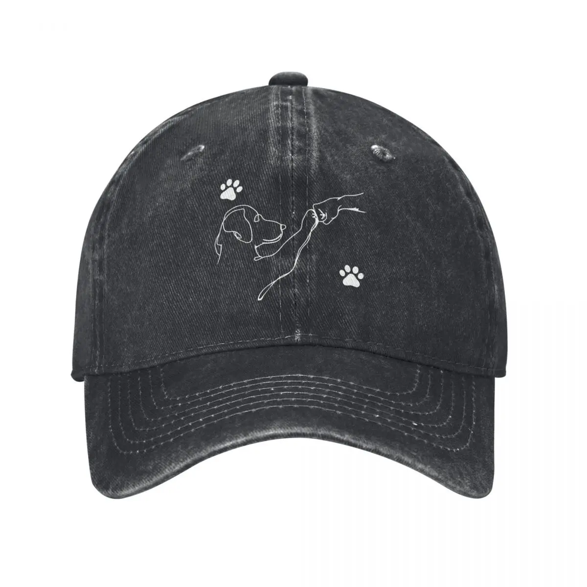 Dog And People Punch Hand Baseball Cap Vintage Distressed Cotton Friendship Fist Bump Dog's Paw Sun Cap Unisex Outdoor Hats Cap