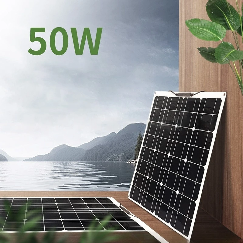 Outdoor convenient travel RV charging board, semi flexible solar panel, monocrystalline 50W power generation board