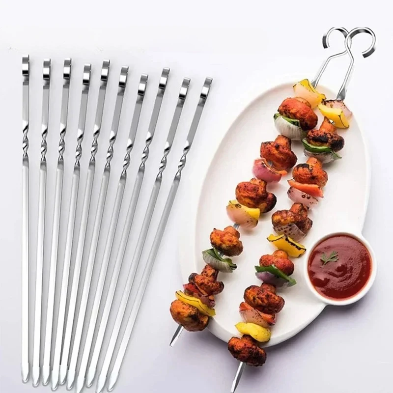 BBQ Holder Household Stainless Steel BBQ Barrel Skewer Grill Needle Grill Fork Lron Grab Box Set Of Tools For Outdoor Barbecue