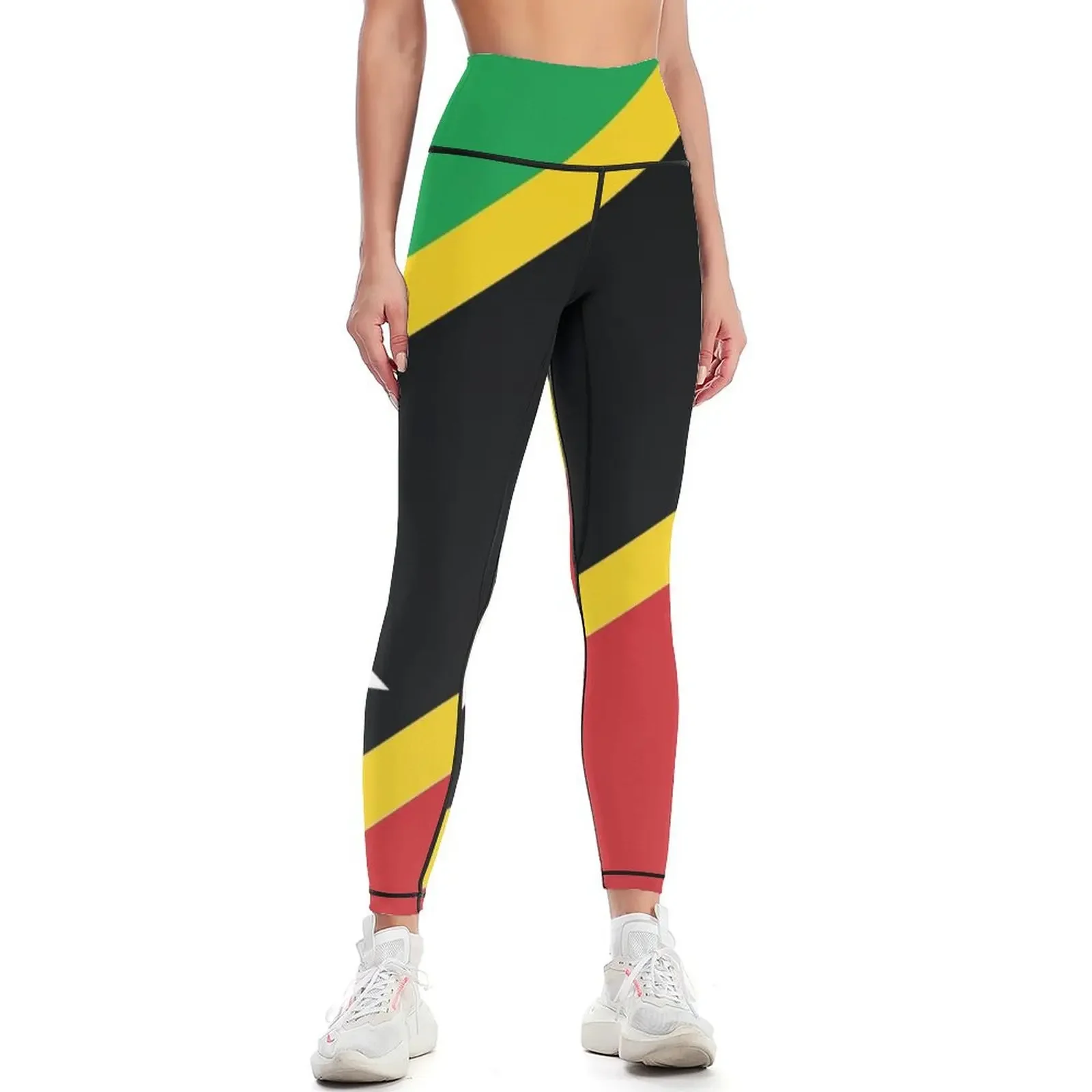

St Kitts and Nevis National Flag Leggings gym's clothing for girls active wear Women's high waist Womens Leggings
