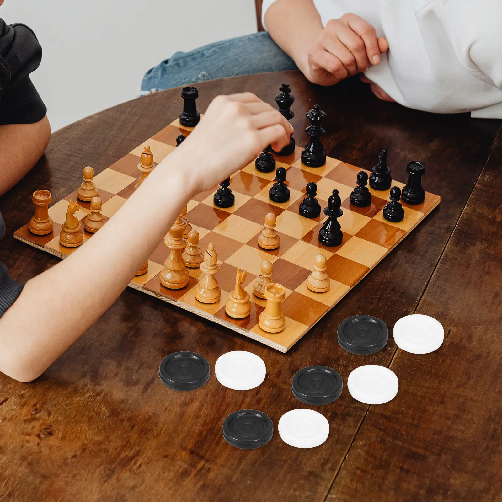1Set Professional Textured Plastic Checkers Pieces for Board Games Easy Carry Compact Lightweight Replacement Chess Accessories