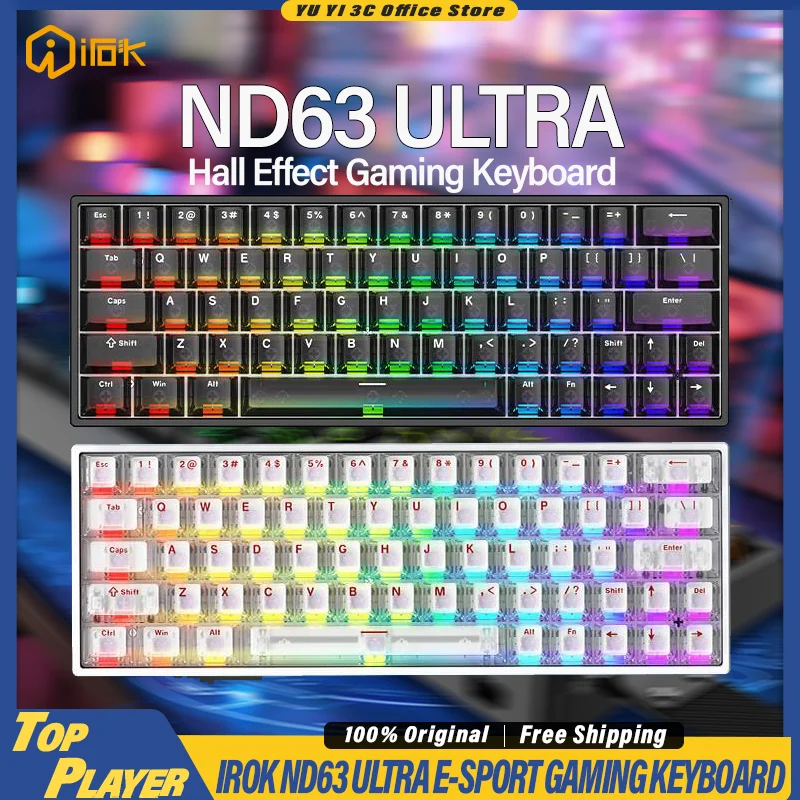 

Irok ND63 Ultra HE Gaming Keyboard Hall Effect 0.001mm RT Accuracy 8kHz Polling Rate Dynamic RGB SOCD MT TGL Hot Swappable