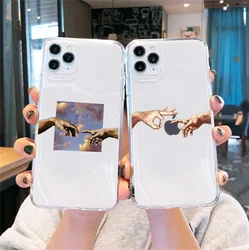 Hand The Creation of Adam Phone Case for IPhone 13 Mini 11 12 14 15 Pro Max 7 8 Plus X XR XS Max SE2 Art Fresco Clear Soft Cover