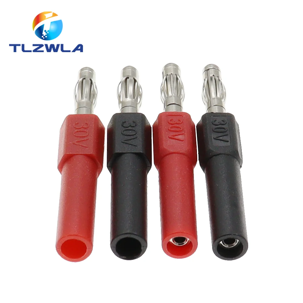 2PCS Gilding 30V 4MM Banana Plug To 2MM Female Socket 4MM Female Hole To 4MM Male Head Connector Adapter