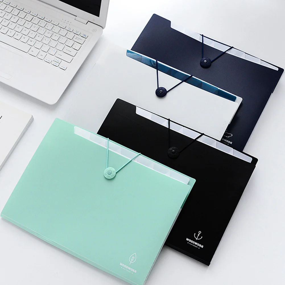 Cartella per fisarmonica in formato A4 da 1 pezzo, 5 tasche, organizer per file in plastica con chiusura a scatto, design dai colori vivaci per documenti e documenti