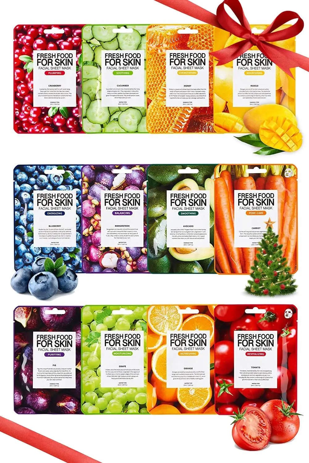 

Hydrating Korean Face Masks for Oily, Dry & Sagging Skin - Vegan, Cruelty-Free, 12 Packs